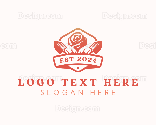 Rose Flower Gardening Logo