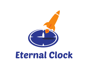 Time Clock Rocket logo design