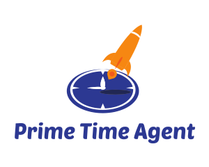 Time Clock Rocket logo design