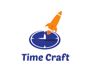 Time Clock Rocket logo design