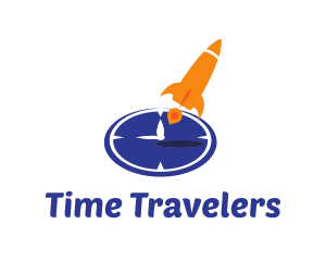 Time Clock Rocket logo design