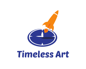 Time Clock Rocket logo design