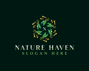 Sun Leaf Nature logo design