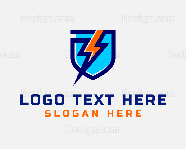 Electric Lightning Bolt Shield Logo