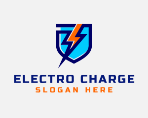 Electric Lightning Bolt Shield logo design