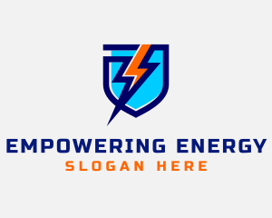 Electric Lightning Bolt Shield logo design