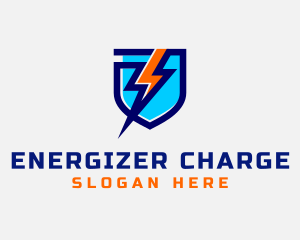 Electric Lightning Bolt Shield logo design