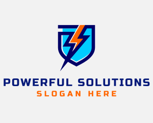 Electric Lightning Bolt Shield logo design