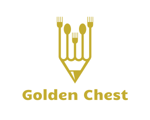 Golden Pencil Cutlery logo design