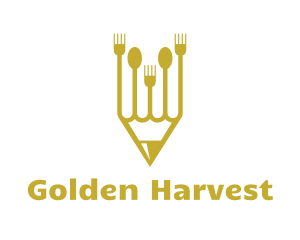 Golden Pencil Cutlery logo design