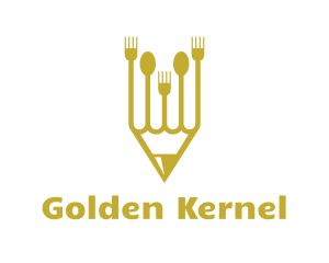 Golden Pencil Cutlery logo design