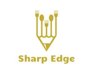 Golden Pencil Cutlery logo design