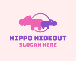 Pink Hippo Family Conservation logo design