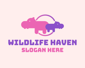 Pink Hippo Family Conservation logo design