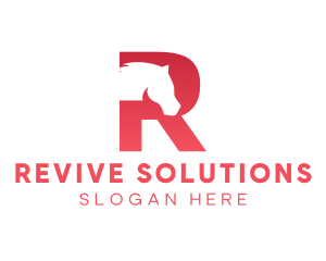 Red Letter R Horse logo design