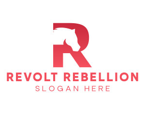 Red Letter R Horse logo design