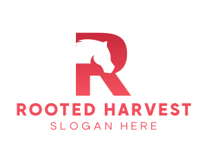 Red Letter R Horse logo design