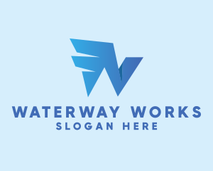 Logistics Delivery Wing Letter W logo design