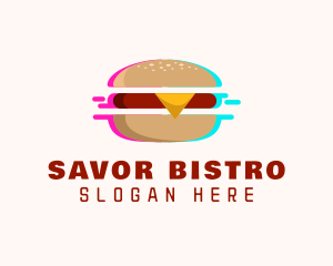 Hamburger Cyber Glitch logo design