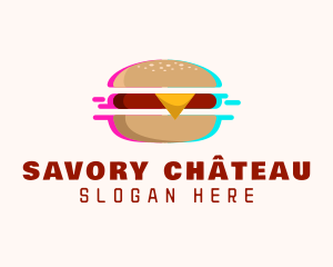 Hamburger Cyber Glitch logo design