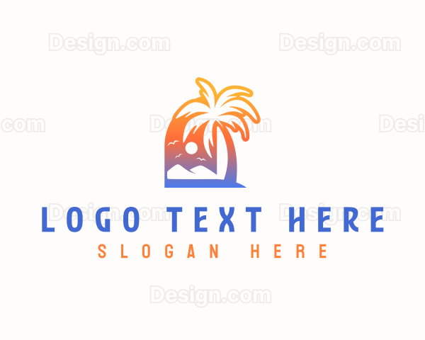 Sunset Summer Palm Tree Logo