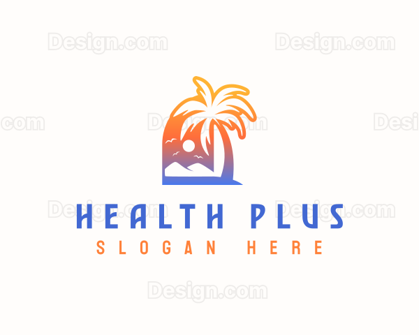 Sunset Summer Palm Tree Logo