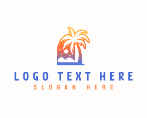 Sunset Summer Palm Tree logo