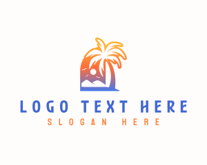 Sunset Summer Palm Tree Logo