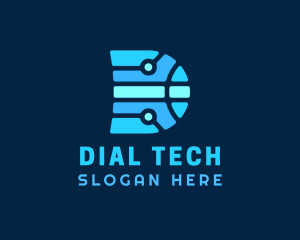 Digital Tech Letter D Circuit logo design