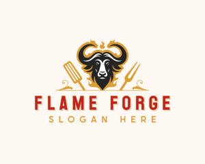 Flaming Buffalo Barbecue logo design