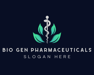 Medical Leaf Caduceus Staff logo