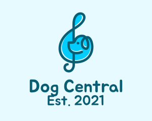 Blue G Clef Dog  logo design