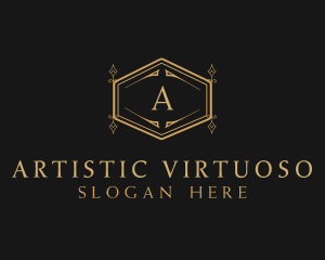 Ornate Luxury Hexagon Scroll logo design