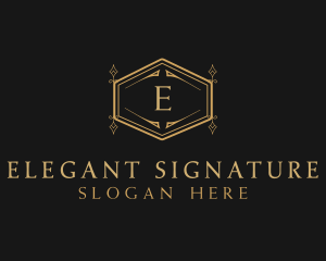 Ornate Luxury Hexagon Scroll logo design