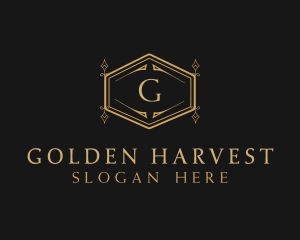 Ornate Luxury Hexagon Scroll logo design