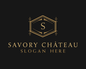 Ornate Luxury Hexagon Scroll logo design