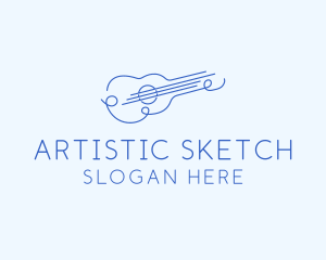 Minimalist Guitar Drawing logo