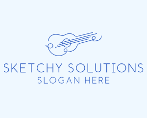 Minimalist Guitar Drawing logo