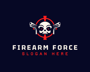 Skull Target Gun logo design