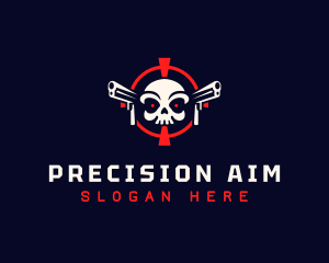 Skull Target Gun logo design