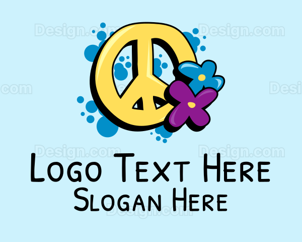 Peace Sign Flowers Logo