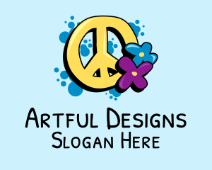 Peace Sign Flowers  logo design