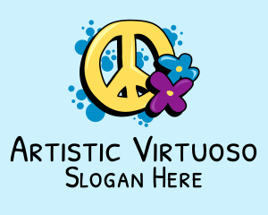 Peace Sign Flowers  logo design