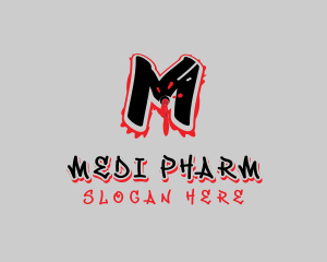 Splatter Graffiti Letter M logo design