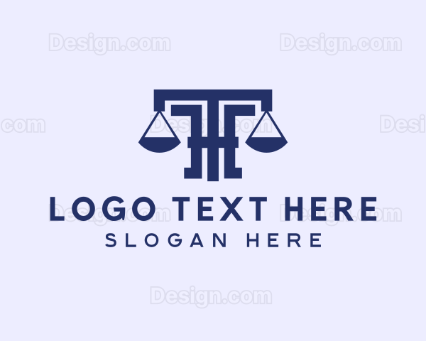 Law Notary Letter T Logo