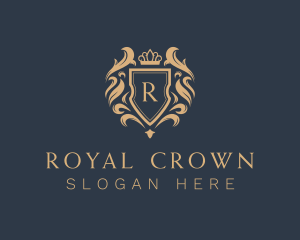Royal Leaf Crown Shield  logo design