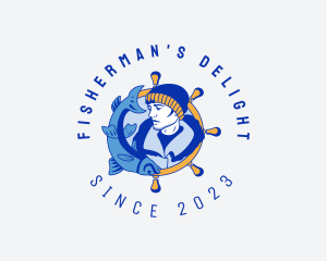 Nautical Fisherman Helm logo design