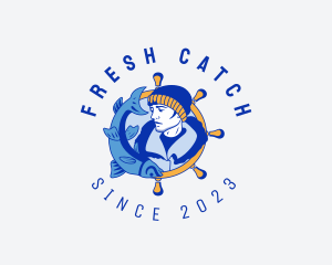 Nautical Fisherman Helm logo design