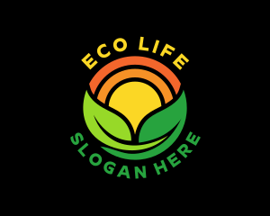 Eco Sun Leaves logo design