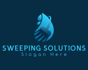 Water Droplet Broom logo design